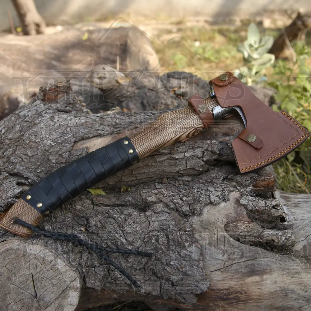 Viking Axe With Dark Wood Shaft Bearded Camping X801-19 Axe