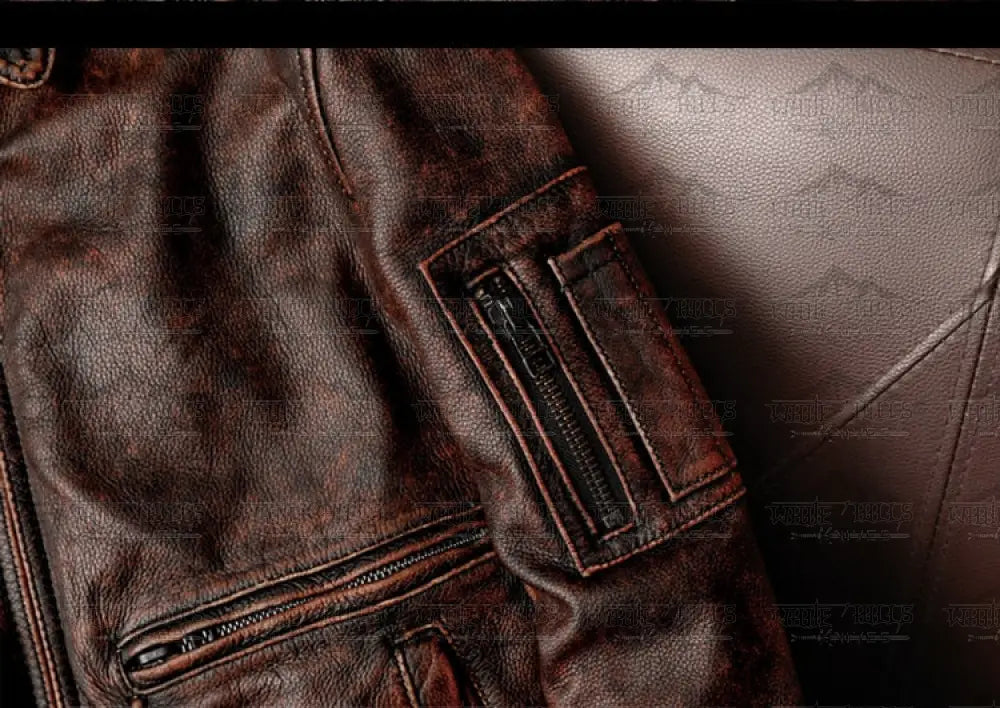 Vintage Genuine Cowhide Leather Jacket Men